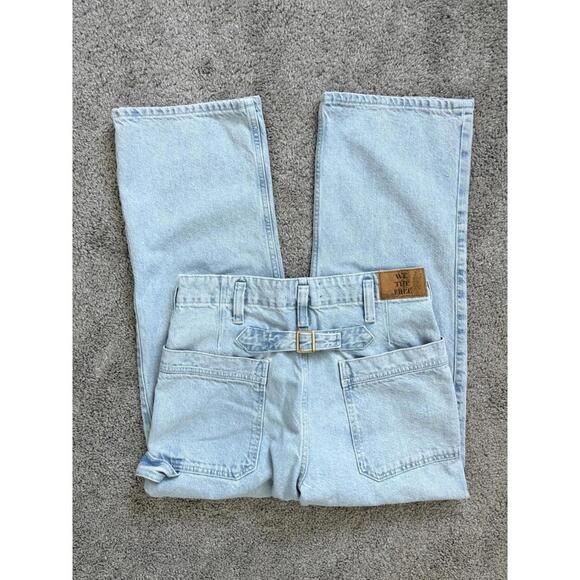 Free People Denim - Free People‎ Women’s Major Leagues Wide Leg Crop Buckle Jeans Sz 27